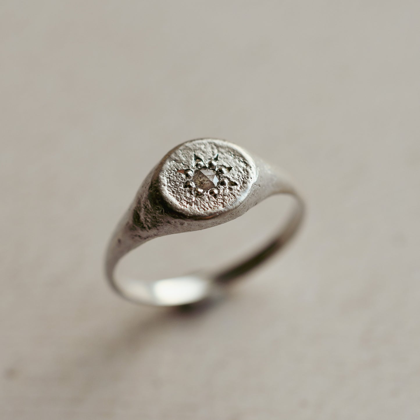 Silver and Diamond Signet Ring