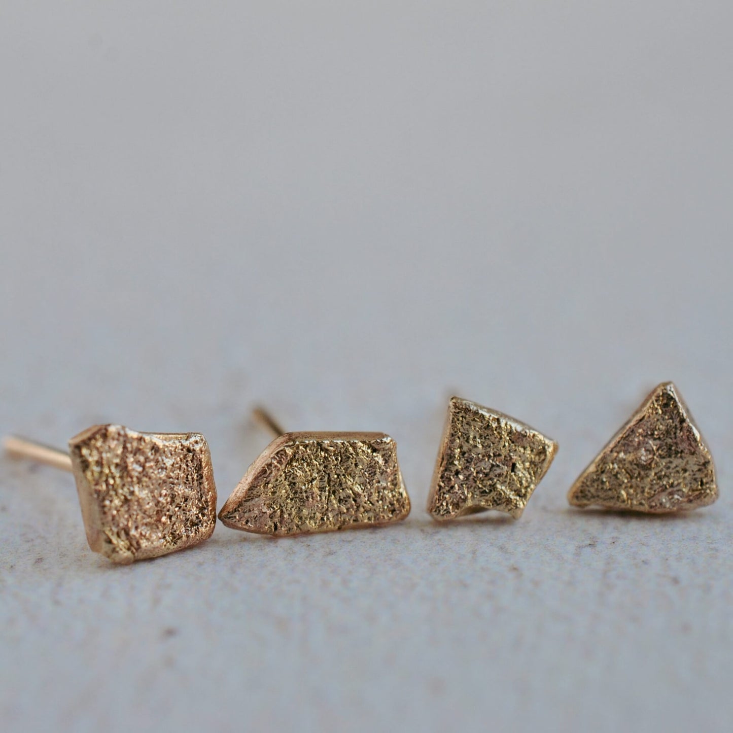 Textured Fragment Studs, 9 carat gold