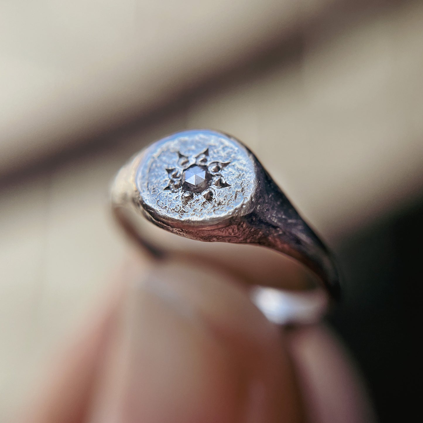Silver and Diamond Signet Ring
