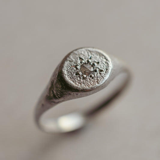 Silver and Diamond Signet Ring
