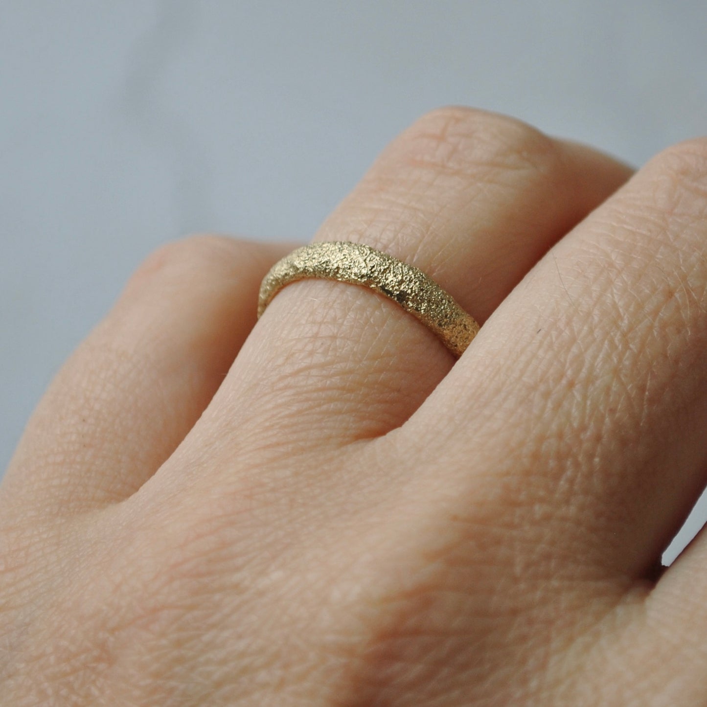 Raw textured wedding ring 3mm wide